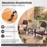 Adirondack kėdžių komplektas iš akacijos medžio su ergonomiška atkalte (Juoda) – Paveikslėlis 5