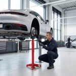 Automobilio atraminis stovas su ratukais reguliuojamo aukščio keliamoji galia 750 kg (Raudona) – Paveikslėlis 2
