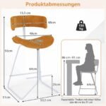 Baro kėdės su ergonomišku dizainu komfortiškos (2 vnt) (Oranžinė ir balta) – Paveikslėlis 2
