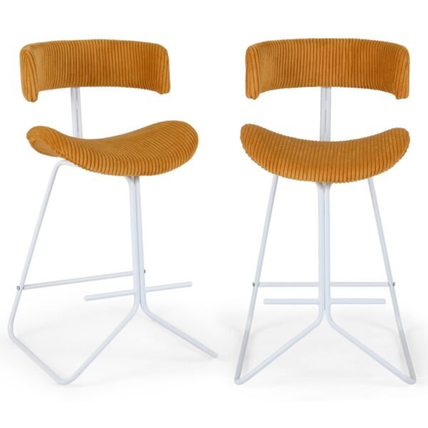 Baro kėdės su ergonomišku dizainu komfortiškos (2 vnt) (Oranžinė ir balta)