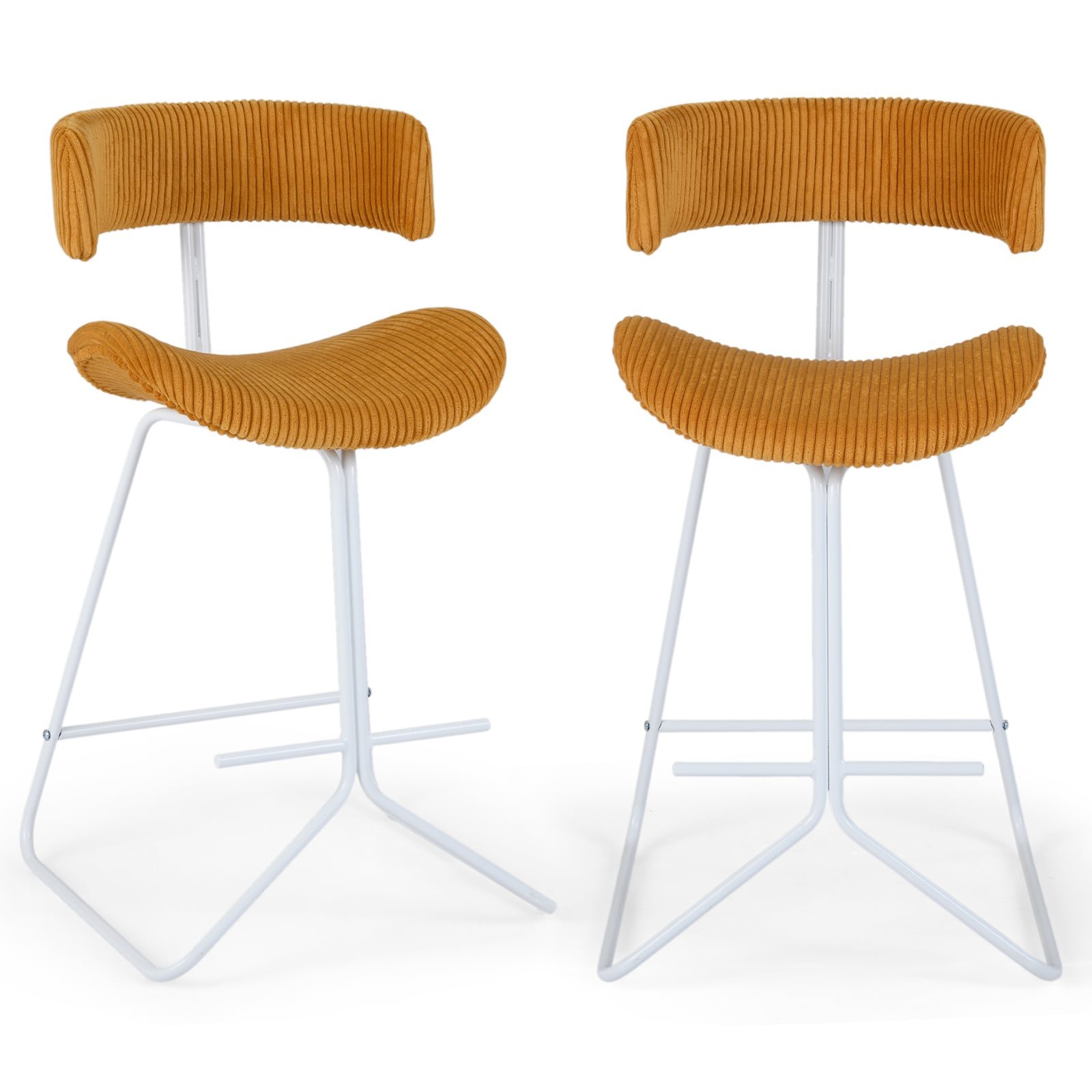Baro kėdės su ergonomišku dizainu komfortiškos (2 vnt) (Oranžinė ir balta)