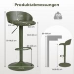 Baro kėdžių komplektas 2 vnt. reguliuojamo aukščio su 360° pasukimu (Žalia) – Paveikslėlis 2
