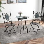 Bistro stalas apvalus mozaikos lauko (Juoda) – Paveikslėlis 5