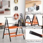 Darbinis stovas teleskopinis reguliuojamo aukščio metalinis (2 vnt.) (Oranžinė) – Paveikslėlis 5