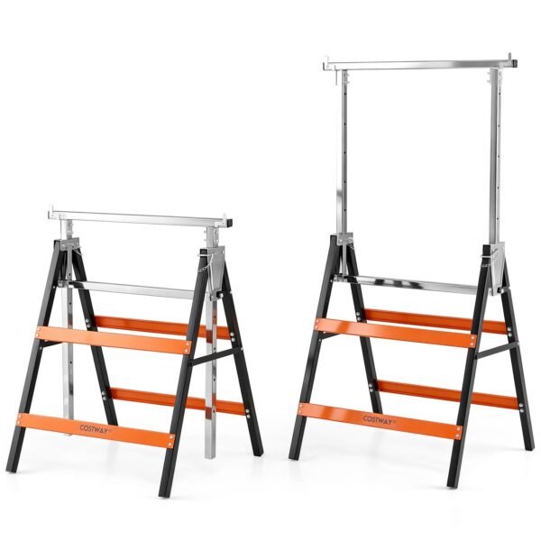 Darbinis stovas teleskopinis reguliuojamo aukščio metalinis (2 vnt.) (Oranžinė)