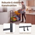 Daugiafunkcinė gėrimų dėžių lentyna su pakreipiamomis pakopomis ir ratais (Juoda) – Paveikslėlis 4