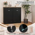 Daugiafunkcinė virtuvės spintelė su paslėptu šiukšlių konteineriu ir pjaustymo lenta (Juoda) – Paveikslėlis 5