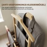Drabužių kabykla su lentynomis, bambukinė, kompaktiška, ant ratukų – Paveikslėlis 7