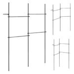 Drabužių stovas teleskopinis reguliuojamo aukščio ir pločio su 4 pakabomis (Juoda)