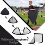 Du nešiojami futbolo vartai su stiklo pluošto konstrukcija (Juoda) – Paveikslėlis 3