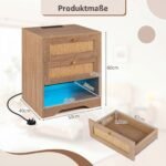 Dviejų dalių naktinių staliukų rinkinys su LED apšvietimu ir įkrovimo stotele (Natūrali) – Paveikslėlis 2