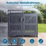 Dviguba šiukšliadėžių saugykla metalinė su užraktu (Pilka) – Paveikslėlis 3