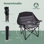 Dvigubas sulankstomas stovyklavimo kėdžių komplektas su paminkštinimu ir puodelių laikikliu (iki 230 kg) (Juoda) – Paveikslėlis 2