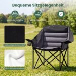 Dvigubas sulankstomas stovyklavimo kėdžių komplektas su paminkštinimu ir puodelių laikikliu (iki 230 kg) (Juoda) – Paveikslėlis 3