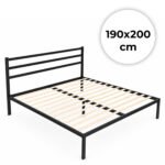 Dvigulė metalinė lova 190x200 cm su medinėmis grotelėmis ir galvūgaliu