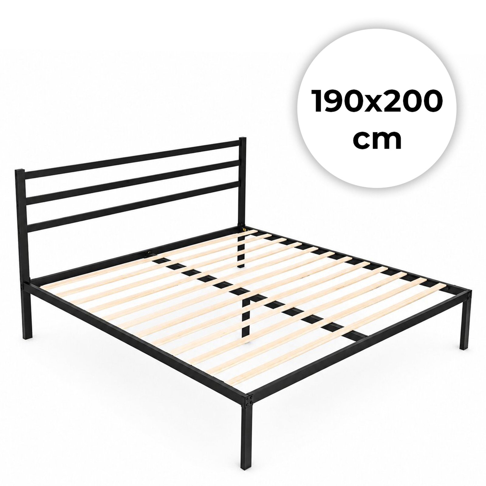 Dvigulė metalinė lova 190x200 cm su medinėmis grotelėmis ir galvūgaliu Dvigulė metalinė lova 190x200 cm su medinėmis grotelėmis ir galvūgaliu