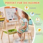 Dvipusė medinė vaikų piešimo lenta su reguliuojamu aukščiu (Natūrali ir Oranžinė) – Paveikslėlis 3