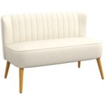 Dvivietė kompaktiška sofa su minkšta sėdyne ir lengvai prižiūrimu audiniu