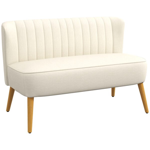 Dvivietė kompaktiška sofa su minkšta sėdyne ir lengvai prižiūrimu audiniu