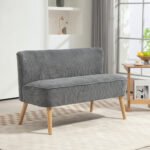 Dvivietė kompaktiška sofa su tvirtu mediniu rėmu ir minkštais apmušalais – Paveikslėlis 2