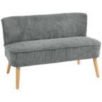 Dvivietė kompaktiška sofa su tvirtu mediniu rėmu ir minkštais apmušalais