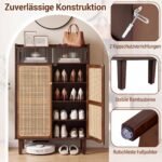 Elegantiška bambukinė batų spintelė su ratano durelėmis ir 6 vietomis (Ruda) – Paveikslėlis 5