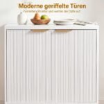 Elegantiška komoda su gofruotomis durelėmis ir tvirtu metalo rėmu (Balta) – Paveikslėlis 4