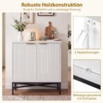 Elegantiška komoda su gofruotomis durelėmis ir tvirtu metalo rėmu (Balta) – Paveikslėlis 5