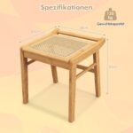 Elegantiškas bambuko kosmetinis staliukas su veidrodžiu ir pufu (Natūrali) – Paveikslėlis 3