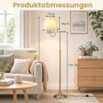 Elegantiškas toršeras su medžiaginiu gaubtu ir metaliniu stovu (Auksinė) – Paveikslėlis 2