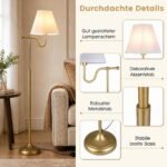 Elegantiškas toršeras su medžiaginiu gaubtu ir metaliniu stovu (Auksinė) – Paveikslėlis 5