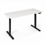 Elektrinis reguliuojamo aukščio stalas 140x60 cm baltas stalviršis – Paveikslėlis 4