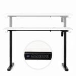 Elektrinis reguliuojamo aukščio stalas 140x60 cm baltas stalviršis – Paveikslėlis 7