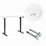Elektrinis reguliuojamo aukščio stalas 140x60 cm baltas stalviršis – Paveikslėlis 9