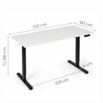 Elektrinis reguliuojamo aukščio stalas 140x60 cm baltas stalviršis – Paveikslėlis 10