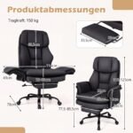 Ergonominė biuro kėdė reguliuojamo aukščio ir ištraukiama kojų atrama (Juoda) – Paveikslėlis 2