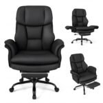 Ergonominė biuro kėdė reguliuojamo aukščio ir ištraukiama kojų atrama (Juoda)