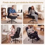 Ergonominė biuro kėdė reguliuojamo aukščio ir ištraukiama kojų atrama (Juoda) – Paveikslėlis 3