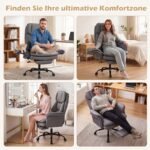 Ergonomiška biuro kėdė reguliuojamais porankiais ir ištraukiama kojų atrama (Pilka) – Paveikslėlis 3