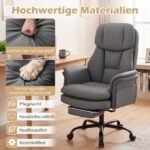 Ergonomiška biuro kėdė reguliuojamais porankiais ir ištraukiama kojų atrama (Pilka) – Paveikslėlis 4