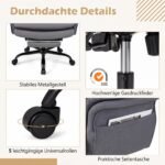 Ergonomiška biuro kėdė reguliuojamais porankiais ir ištraukiama kojų atrama (Pilka) – Paveikslėlis 5