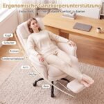 Ergonomiškas biuro krėslas su reguliuojamu aukščiu ir ištraukiama kojų atrama (Balta) – Paveikslėlis 5