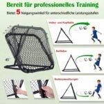 Futbolo Atmušėjas su 5 Reguliuojamais Kampais ir Tvirta Konstrukcija (Juoda) – Paveikslėlis 5