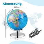 Gaublys edukacinis šviečiantis su geografiniu žemėlapiu ir žvaigždynais (Mėlyna)