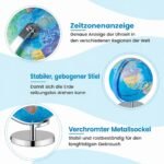 Gaublys edukacinis šviečiantis su geografiniu žemėlapiu ir žvaigždynais (Mėlyna) – Paveikslėlis 4