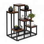 Gėlių stovas su 6 lentynėlėmis, metalinis, lofto stiliaus – Paveikslėlis 7