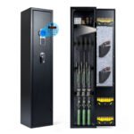 Ginklų seifas su elektronine spyna saugus ir iki 10 šautuvų talpa (Juoda)