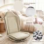 Grindų krėslas 360° pasukamas su reguliuojamu atlošu (Smėlio) – Paveikslėlis 4