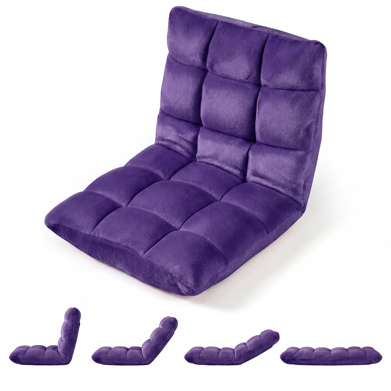 Grindų krėslas ergonomiškas su 14 padėčių reguliuojamu atlošu (Violetinė) Grindų krėslas ergonomiškas su 14 padėčių reguliuojamu atlošu (Violetinė)