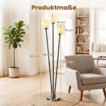 Grindų šviestuvas su trimis akrilo gaubtais 153 cm aukščio elegantiškas (Juoda) – Paveikslėlis 2